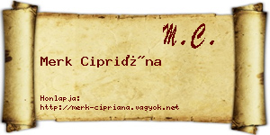 Merk Cipriána névjegykártya